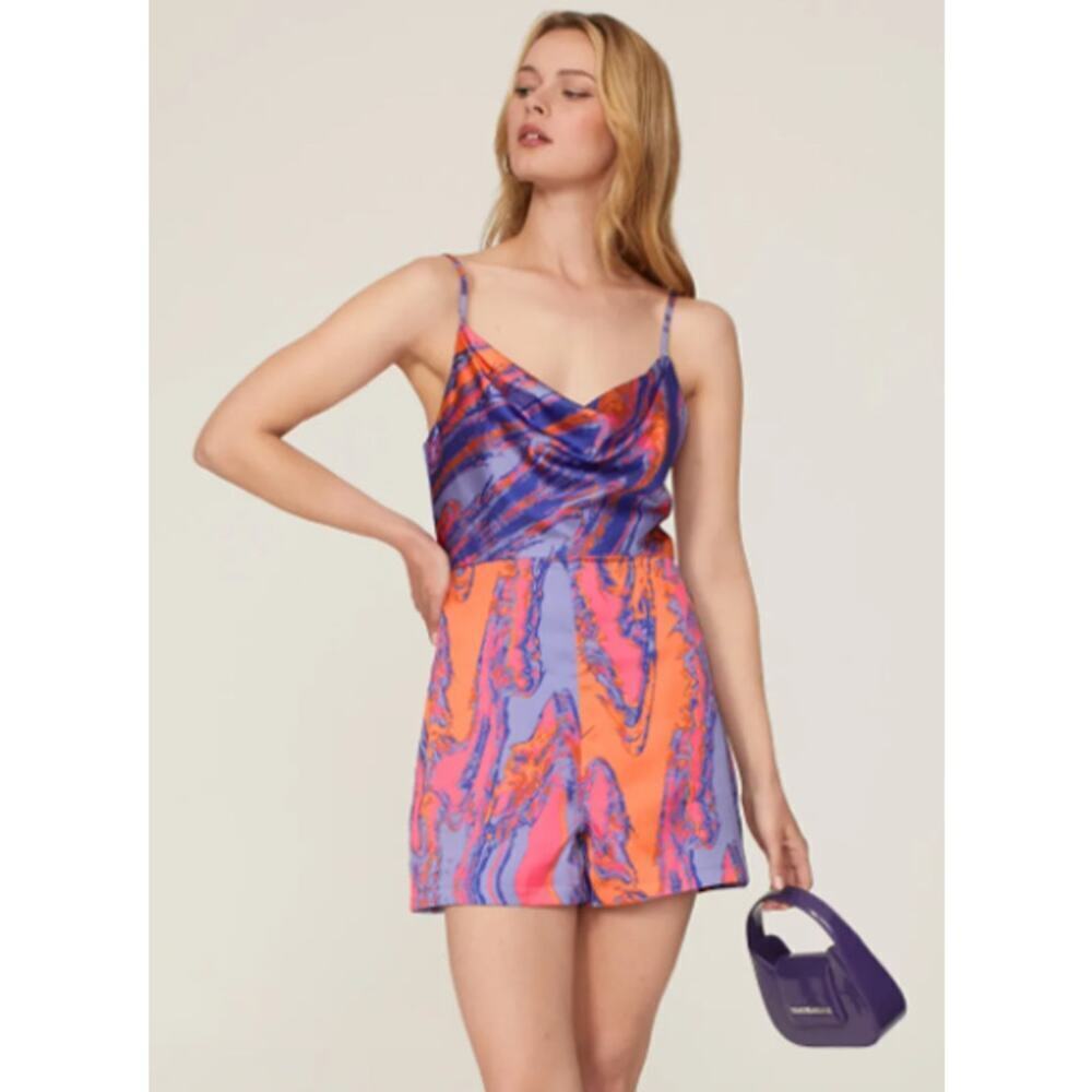 Louna Cowl Neck Romper Marble Multicolor Sleeveless L